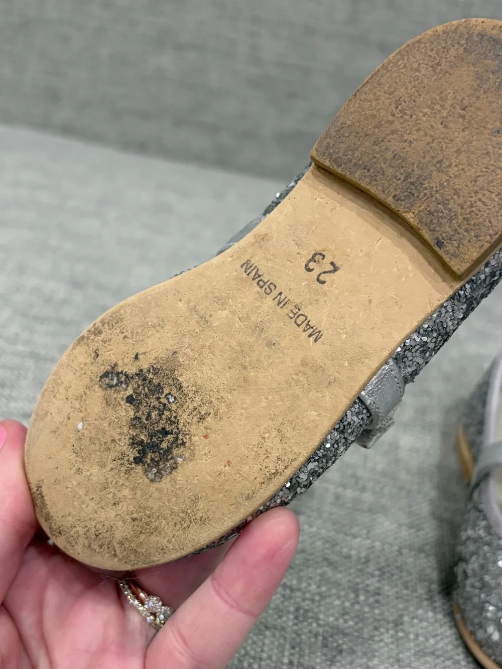 Childrenchic size 23 Silver Glitter Mary Janes GUC